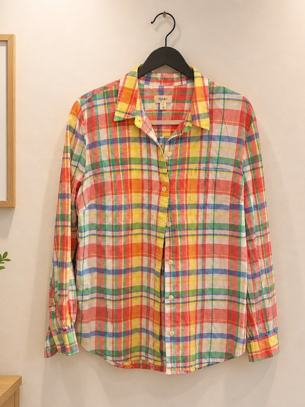 Style & Co. Multicolor Plaid Button-Down Shirt - Yellow/Red/Green/Blue - Picture 1 of 3